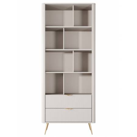 Regał z ryflowanymi frontami beżowy zaokrąglone boki LANETT